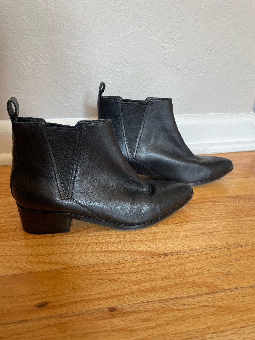 Cole Haan Black Leather Pointed Toe Ankle Booties